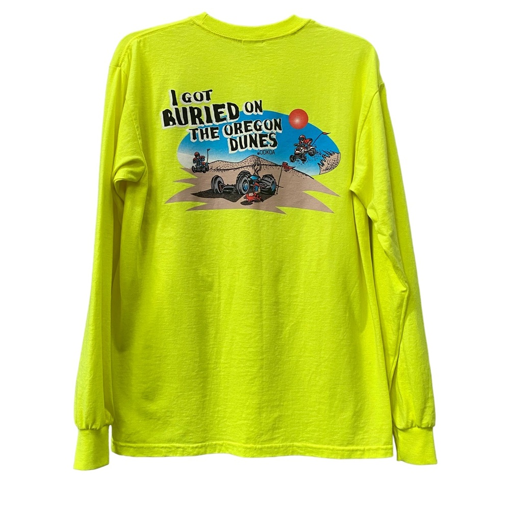 Gildan Oregon Dunes KOA 4 wheeler ATV Neon Yellow Long Sleeve Shirt Mens M